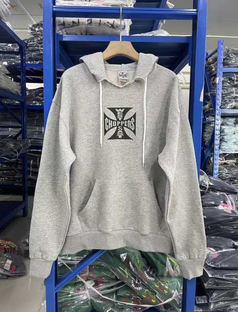 West Coast Choppers Washed Distressed Pullover Hoodie Gray