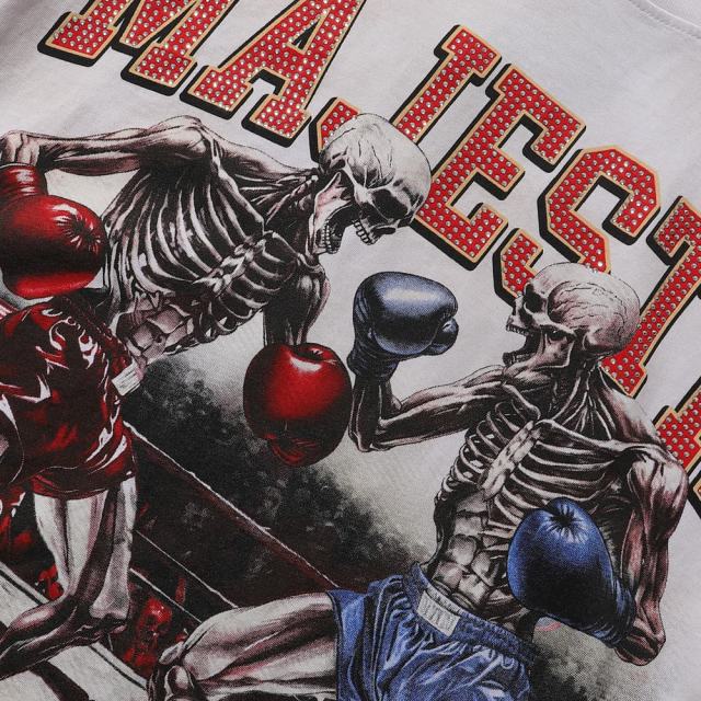 Skull Boxer Hotfix Rhinestone Print Washed Tee 28874478
