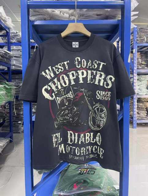 West Coast Choppers Skull Print Washed Distressed Tee