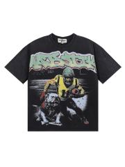 Bully Dog Skull Hotfix Rhinestone Print Washed Tee 28874476