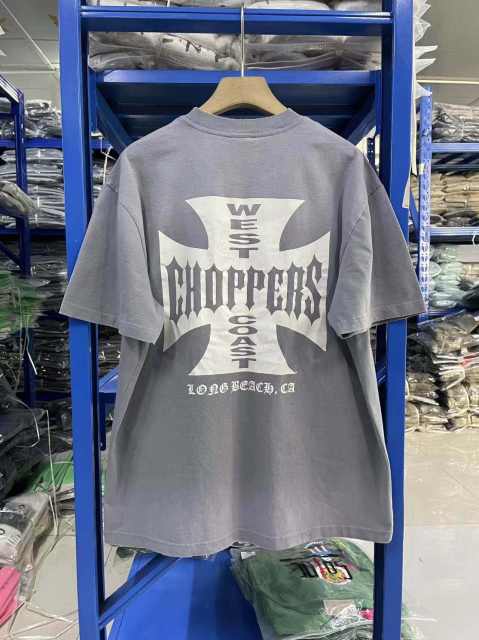 West Coast Choppers Washed Distressed Loose Retro Print Short Sleeve T-Shirt