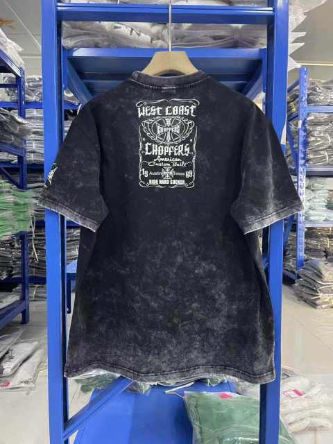 West Coast Choppers Skull Print Washed Distressed Tee