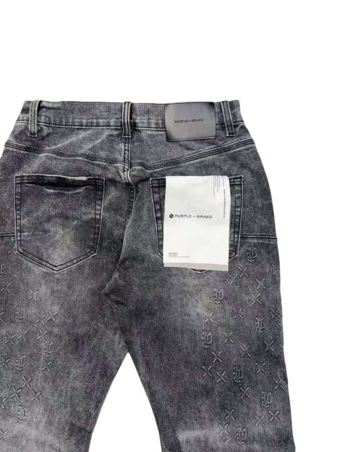 1:1 quality version Ash Gray Cross Pattern Embroidered Slightly Flared Jeans 28972587