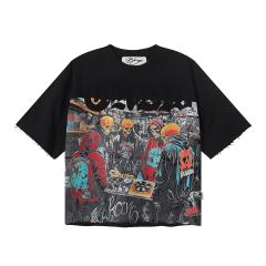 CD Skull Rhinestone Print Washed Tee 28874565