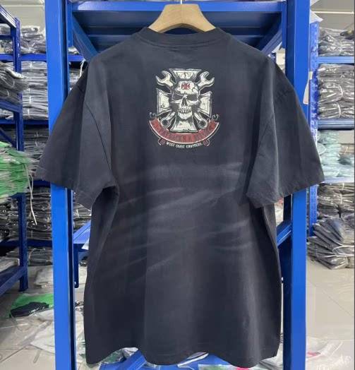 West Coast Choppers Skull Print Washed Distressed Tee
