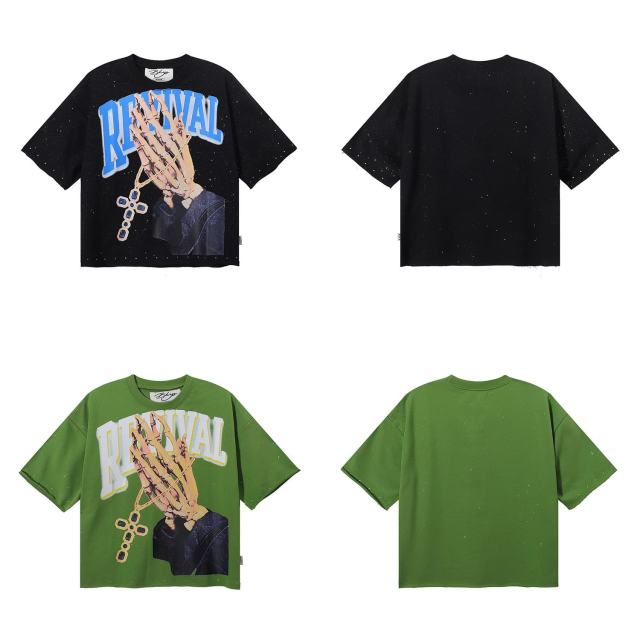 Skeleton Hand Cross Jewelry Splash Ink Print Tee 2 colors 28874562