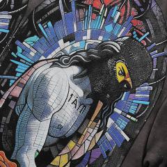 Stained Glass Jesus Splash Ink Rhinestone Print Washed Tee 28874563