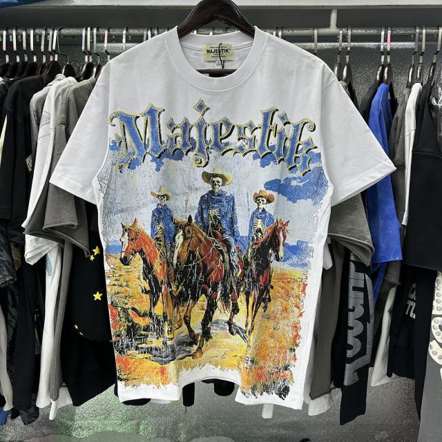 Riding Skull Cowboy Hotfix Rhinestone Print Tee 28874485