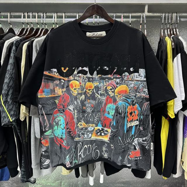 CD Skull Rhinestone Print Washed Tee 28874565