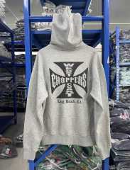 West Coast Choppers Washed Distressed Pullover Hoodie Gray