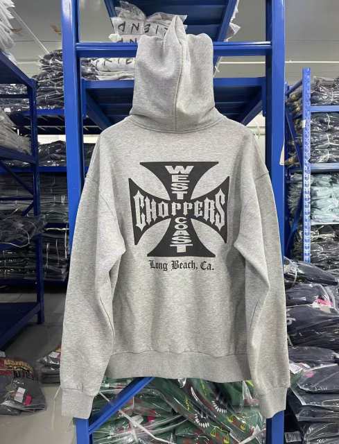 West Coast Choppers Washed Distressed Pullover Hoodie Gray