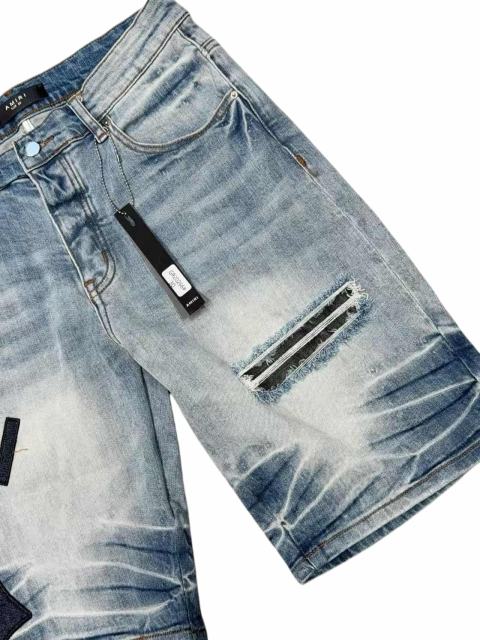 1:1 quality version Letter Pattern Embroidered Line Denim Shorts 28972420