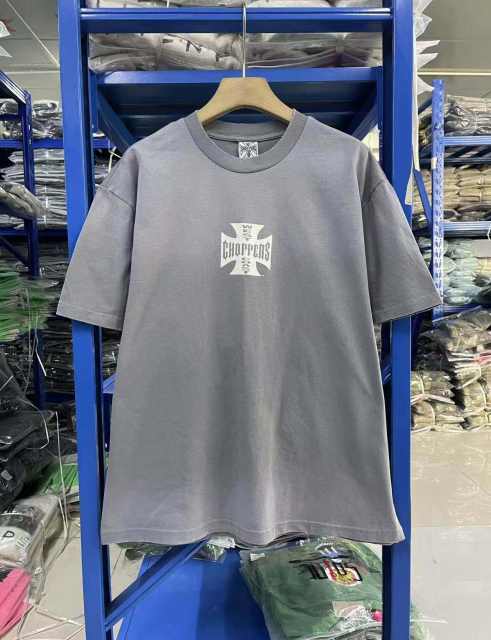 West Coast Choppers Washed Distressed Loose Retro Print Short Sleeve T-Shirt