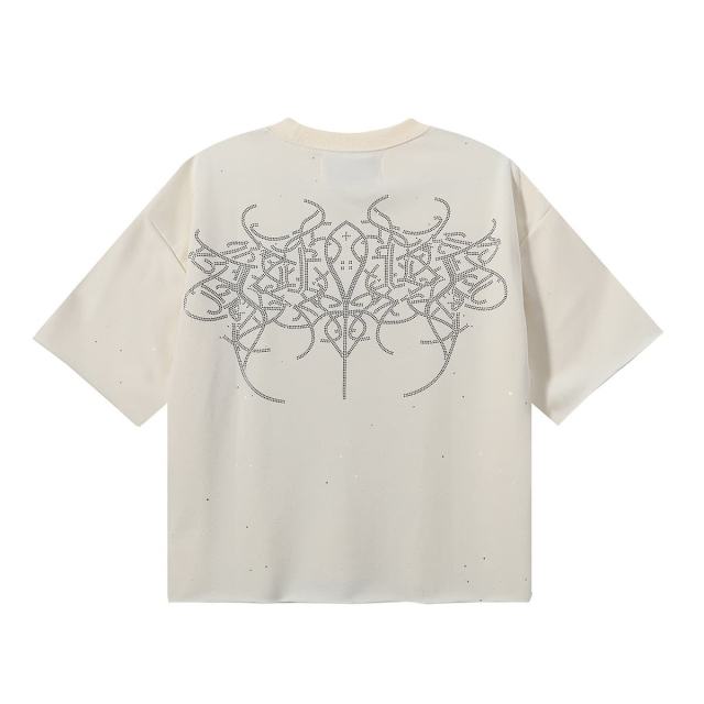 Punk Skull Splash Ink Rhinestone Print Tee 2 colors 28874561