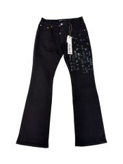 1:1 quality version Black Rhinestone Letter Flare Jeans 28997722