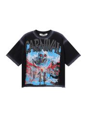 Carnival Skull Rhinestone Print Washed Tee 28874569