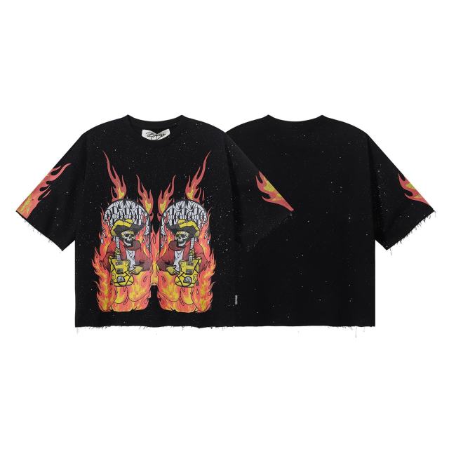 Mirror Skull Guitarist Splash Ink Print Tee 28874558