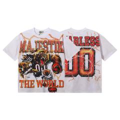 Roaring Brown Bear Hotfix Rhinestone Print Washed Tee 28874480