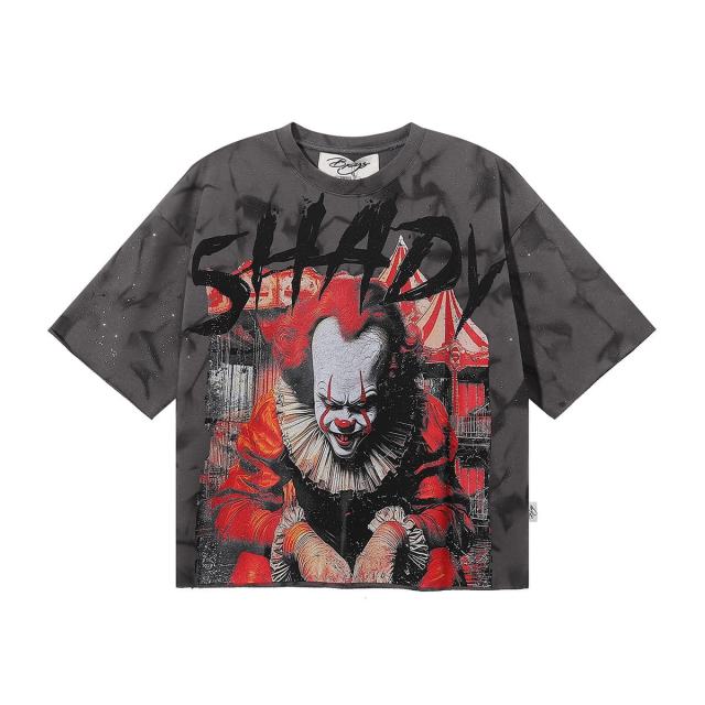 Circus Clown Splash Ink Print Washed Tee 28874570
