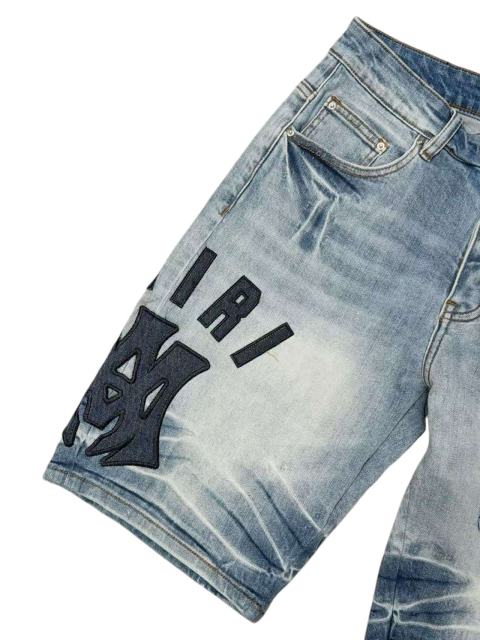 1:1 quality version Letter Pattern Embroidered Line Denim Shorts 28972420