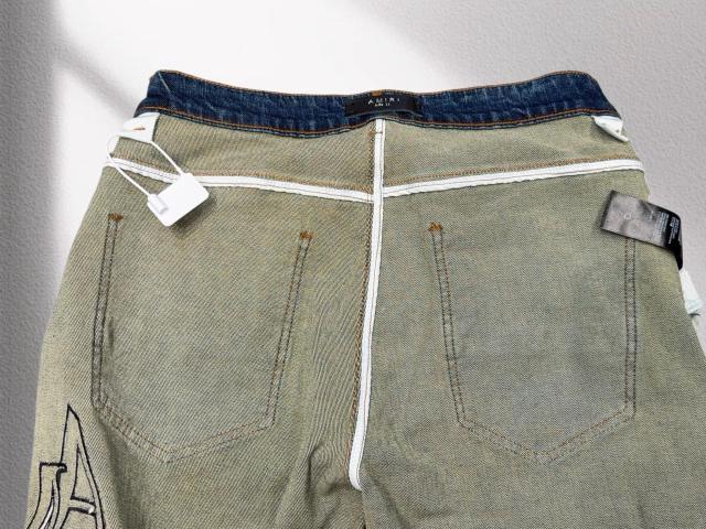 1:1 quality version Hollywood 3D Letter Embroidered Denim Shorts