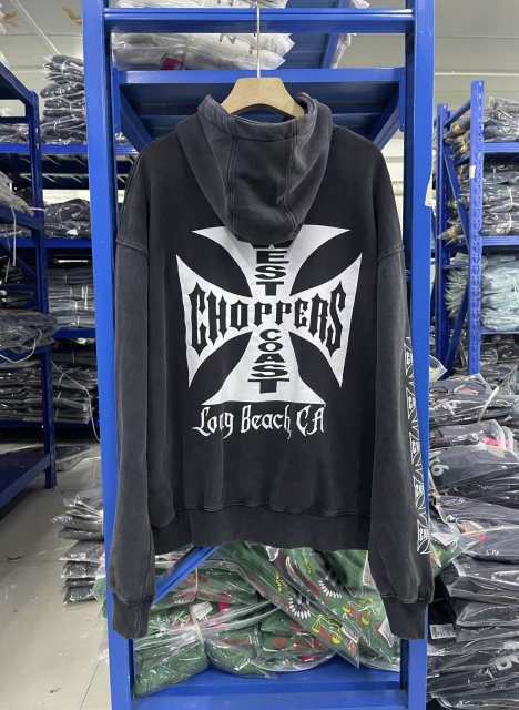 West Coast Choppers Washed Distressed Pullover Hoodie Black
