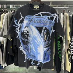 Astronaut Skull Hotfix Rhinestone Print Washed Tee 28874489