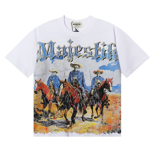 Riding Skull Cowboy Hotfix Rhinestone Print Tee 28874485
