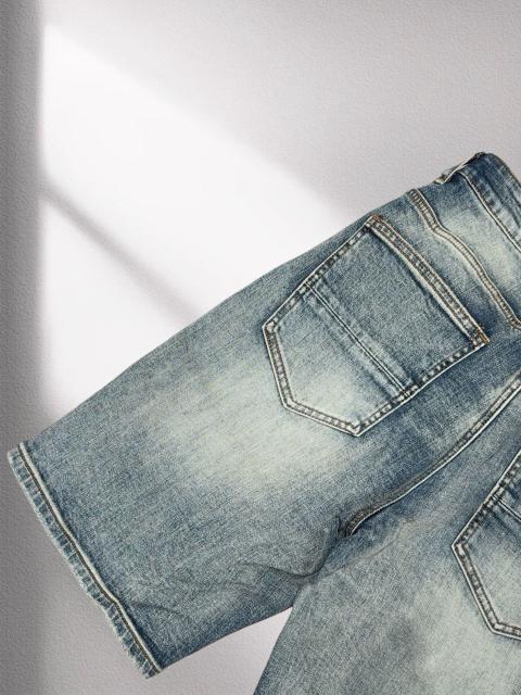 1:1 quality version Hollywood 3D Letter Embroidered Denim Shorts