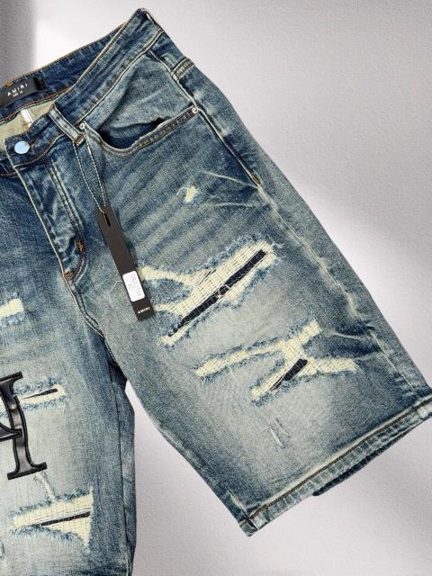 1:1 quality version Hollywood 3D Letter Embroidered Denim Shorts