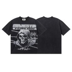 Grim Reaper Skull Chain Print Washed Tee 28874486