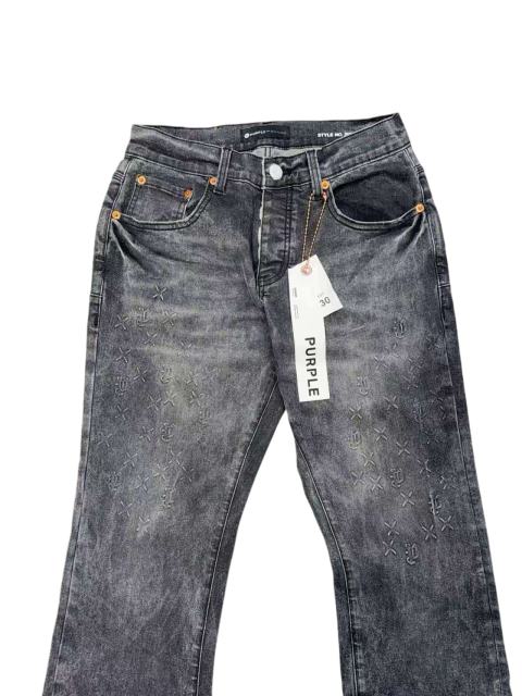 1:1 quality version Ash Gray Cross Pattern Embroidered Slightly Flared Jeans 28972587