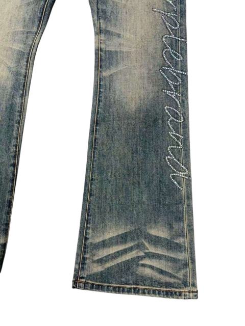 1:1 quality version Yellow Mud Wash Rhinestone Script Slightly Flared Jeans 28972586