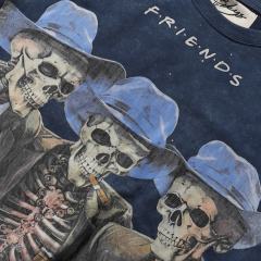 Suit Skull Friends Splash Ink Print Washed Tee 28874572