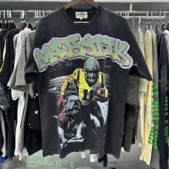 Bully Dog Skull Hotfix Rhinestone Print Washed Tee 28874476