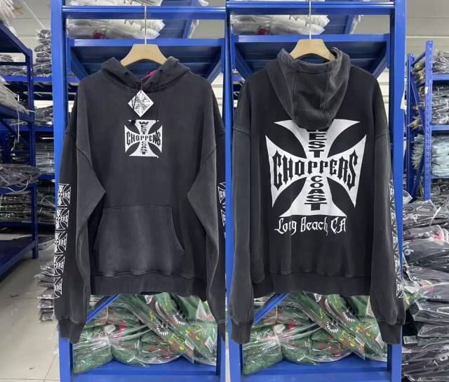 West Coast Choppers Washed Distressed Pullover Hoodie Black