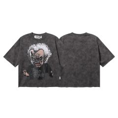 Evil Old Man Splash Ink Rhinestone Print Washed Tee 28874573