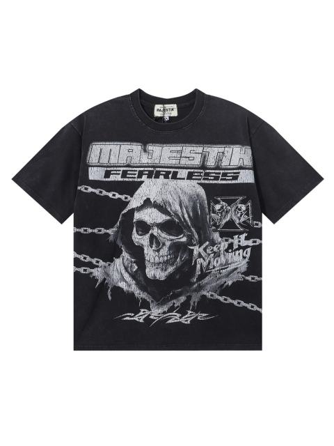 Grim Reaper Skull Chain Print Washed Tee 28874486