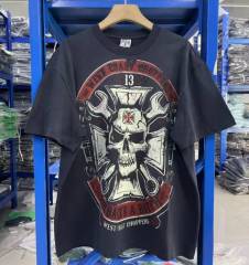 West Coast Choppers Skull Print Washed Distressed Tee