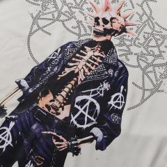 Punk Skull Splash Ink Rhinestone Print Tee 2 colors 28874561