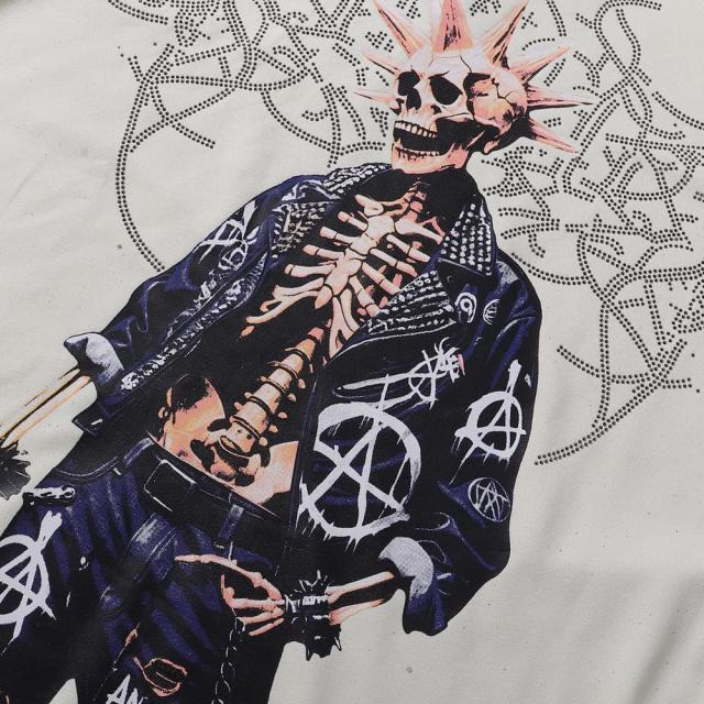 Punk Skull Splash Ink Rhinestone Print Tee 2 colors 28874561
