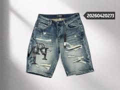 1:1 quality version Hollywood 3D Letter Embroidered Denim Shorts