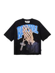 Skeleton Hand Cross Jewelry Splash Ink Print Tee 2 colors 28874562