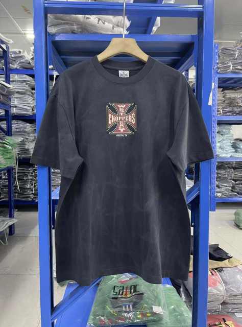 West Coast Choppers Motorcycle Print Washed Dyed Loose Casual T-Shirt