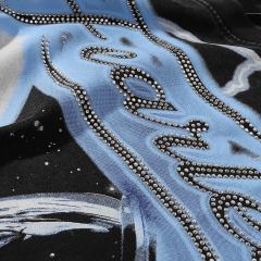 Astronaut Skull Hotfix Rhinestone Print Washed Tee 28874489