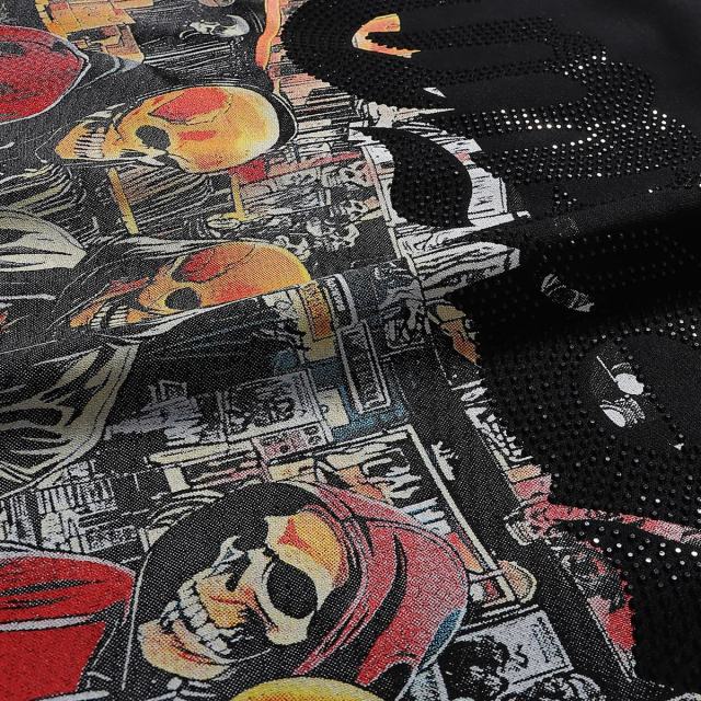 CD Skull Rhinestone Print Washed Tee 28874565