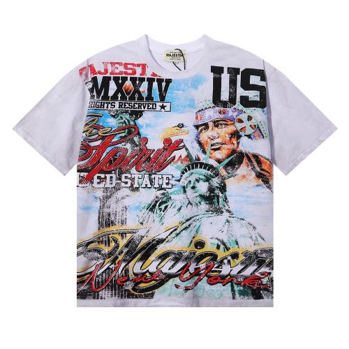 Statue of Liberty Hotfix Rhinestone Print Washed Tee 28874479