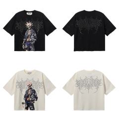 Punk Skull Splash Ink Rhinestone Print Tee 2 colors 28874561