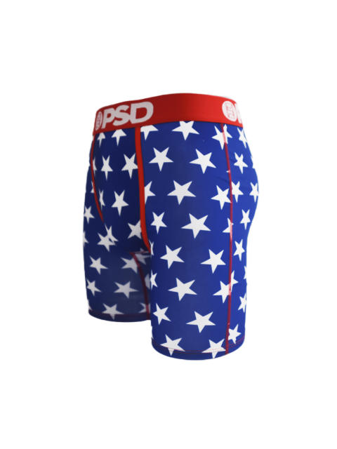 Blue Background With White Five-pointed Star Print Boxer Briefs 28702279