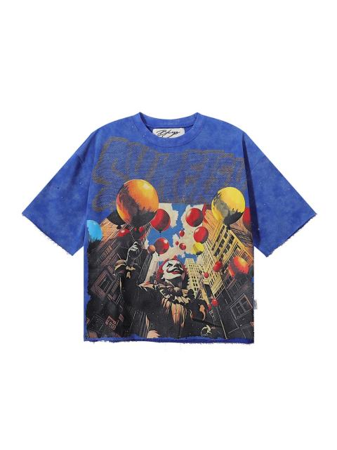 Balloon Clown Splash Ink Rhinestone Print Washed Tee 3 colors 28874571